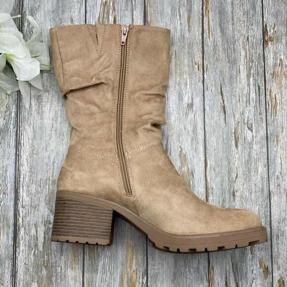 Saxophone Stacked Slough Mid Shaft Boots Shoes Size 11 - Picture 3 of 6